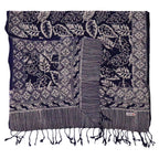 Hand Dyed Batik Scarf | Blue Leaves