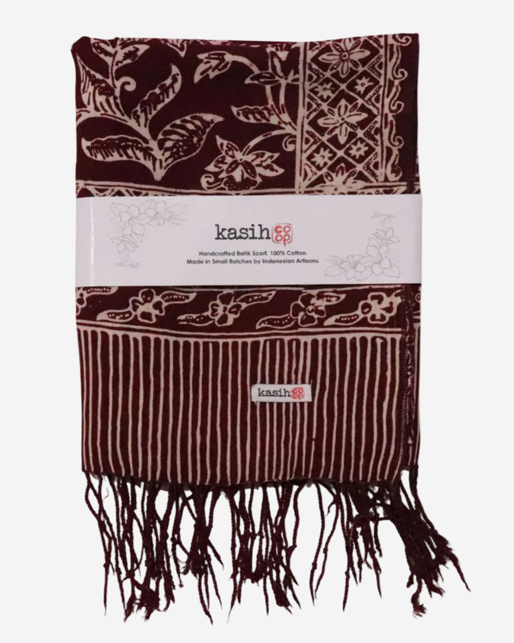 Handmade Batik Scarf | Cotton | Red White Cherish & Burgundy