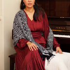 Hand Dyed Batik Scarf Geometric | Black & White