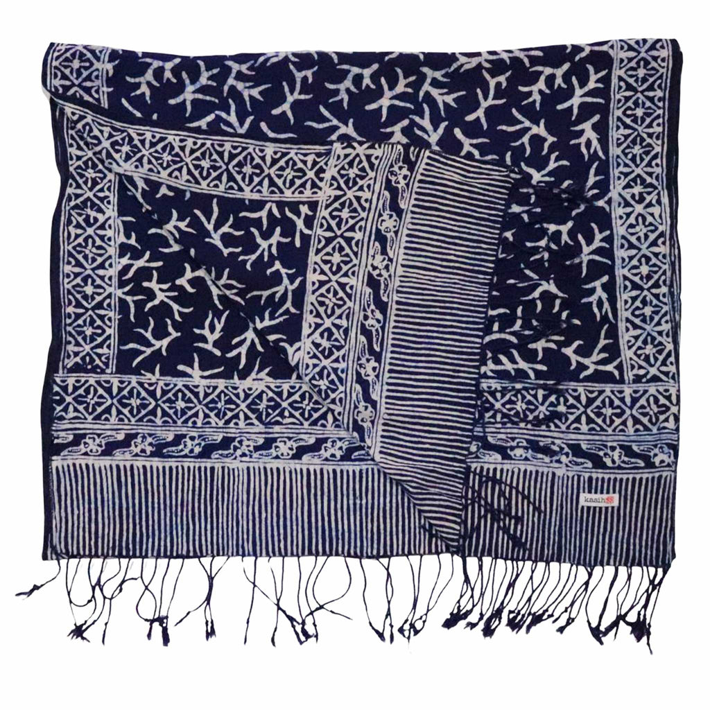 Handmade Batik Scarf | Cotton | Mark Blue