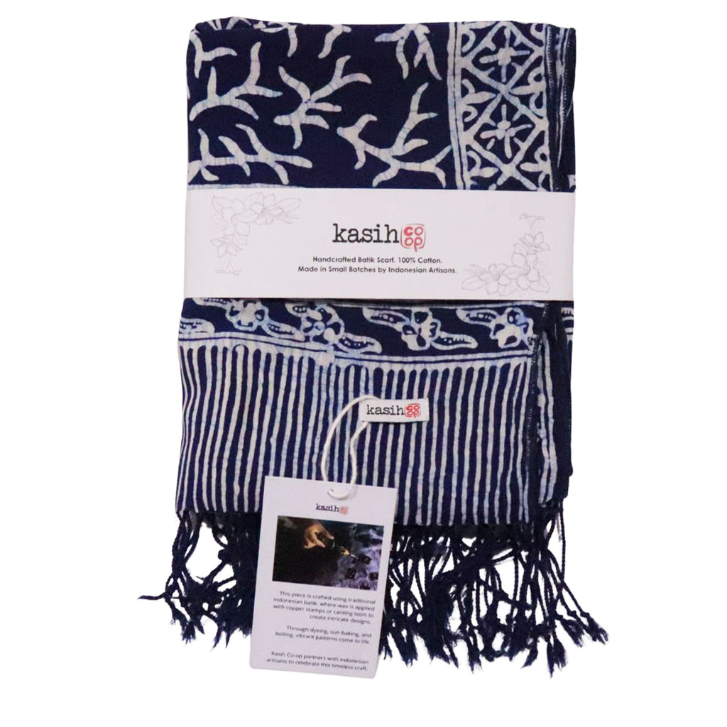 Handmade Batik Scarf | Cotton | Mark Blue