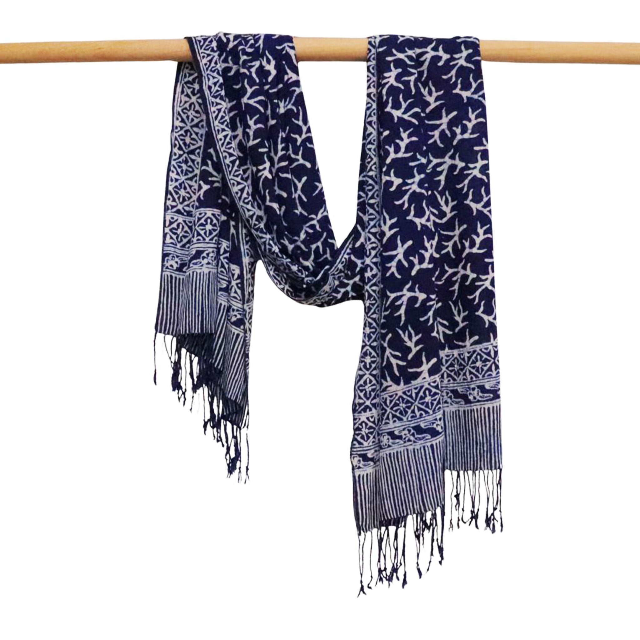 Handmade Batik Scarf | Cotton | Mark Blue