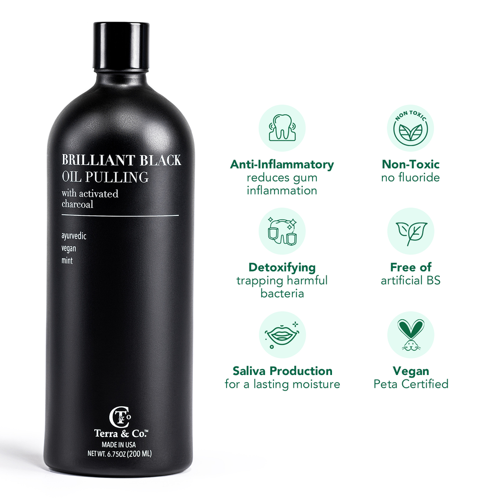 Brilliant Black® Oil Pulling Ayurvedic Mouthwash for Teeth Whitening, Detox & Gum Health