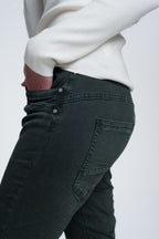 Khaki Jeans with Button Closure