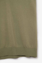 Khaki Lightweight Knit V-Neck Sweater with Short Sleeves