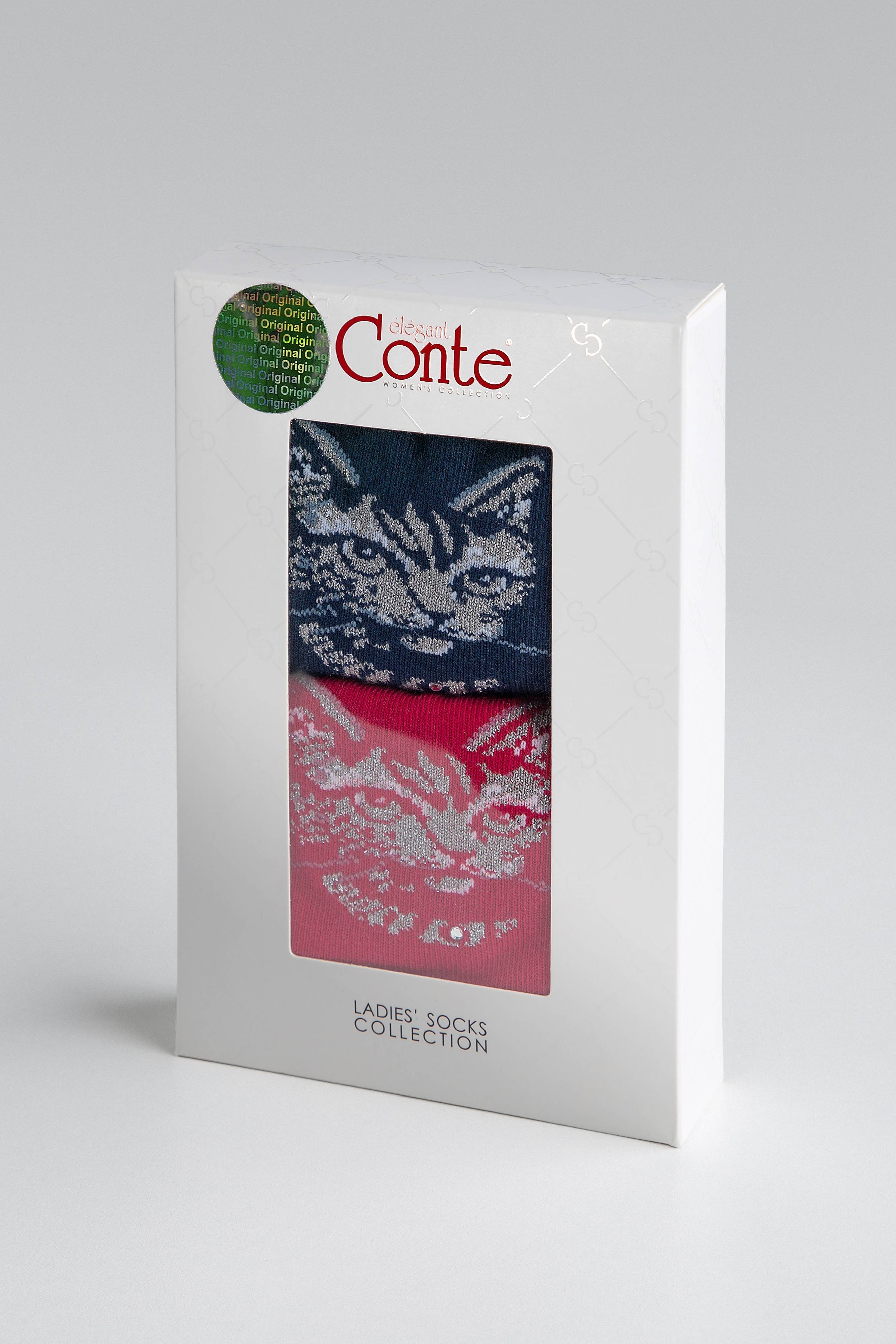 Conte Elegant Cotton Socks Lady Cat | 2 Pairs