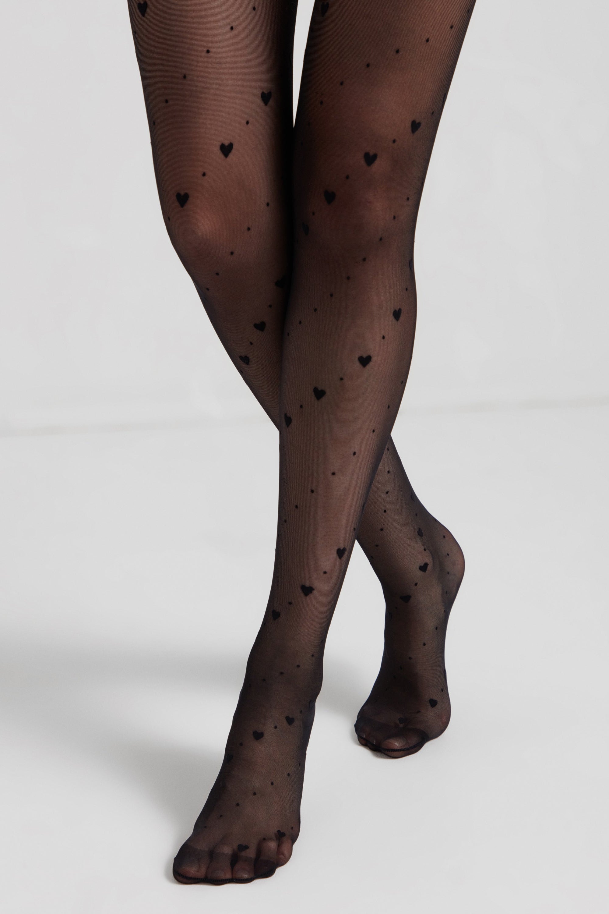 Conte Love Story Fantasy Tights | Diagonal Hearts and Dots