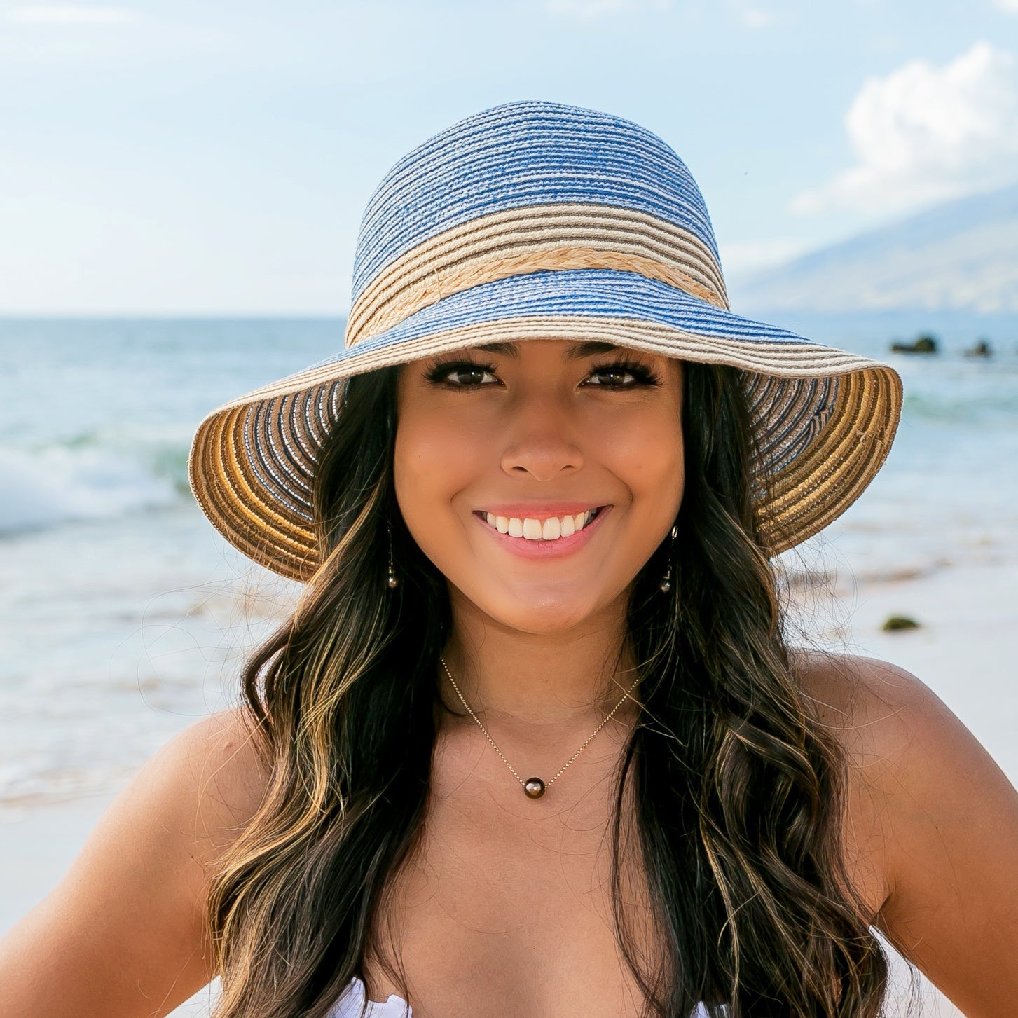 Multi-Stripe Bow Accent Sunhat