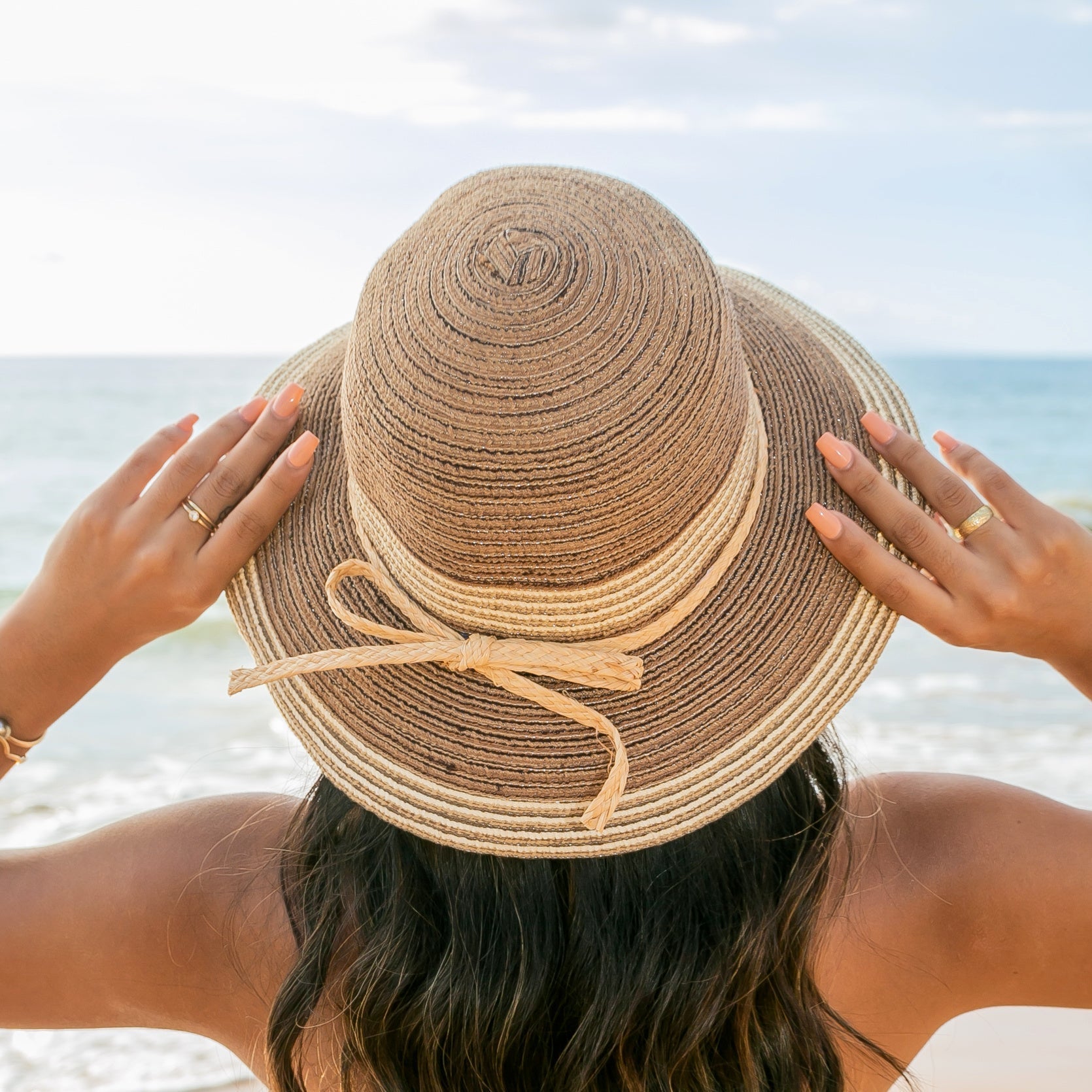 Multi-Stripe Bow Accent Sunhat