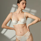 Lace Bra Set with Leopard Print for Large Chest and Underwire
