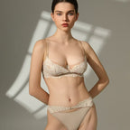Lace Bra Set with Ultra-Thin Cup Minimizer Push-Up