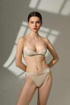 Lace Bra Set with Ultra-Thin Cup Minimizer Push-Up