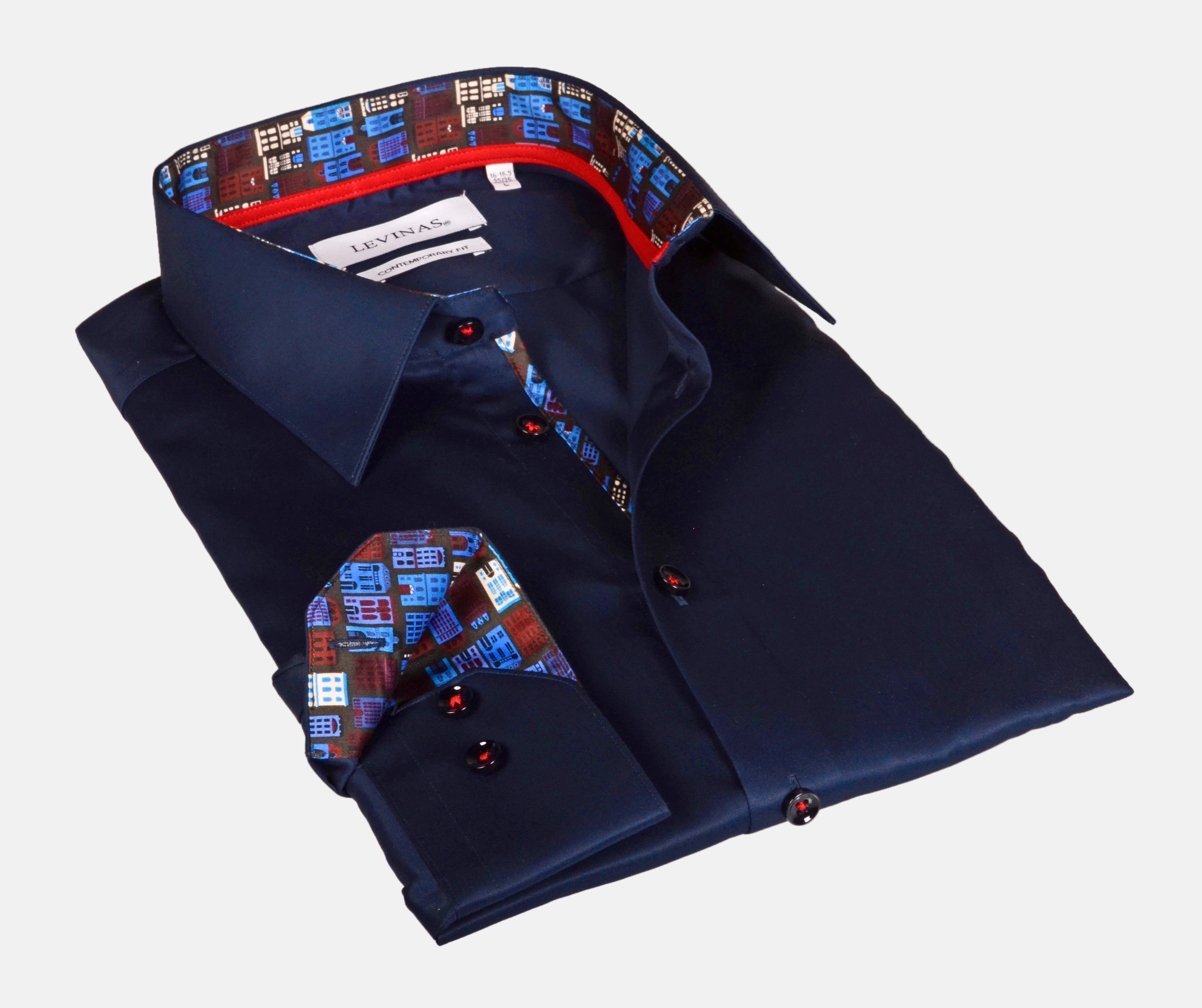 Legendary Button-Up Shirt with Contrast Details Navy | Contemporary Fit