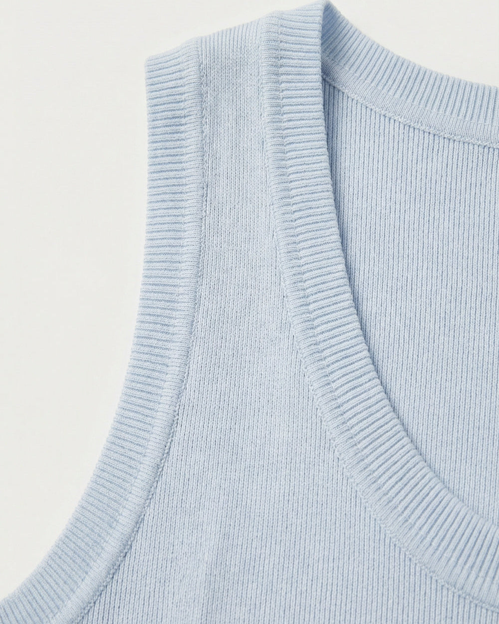 Light Blue Ribbed Knitted Sweater