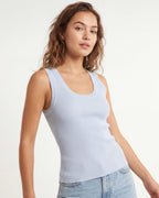 Light Blue Ribbed Knitted Sweater
