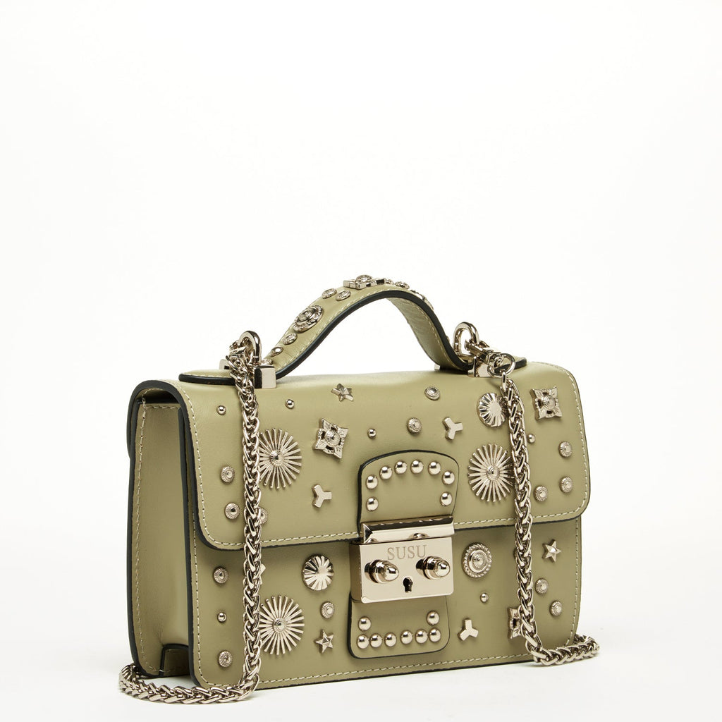 Small Leather Crossbody Bag | Sage Green Purse