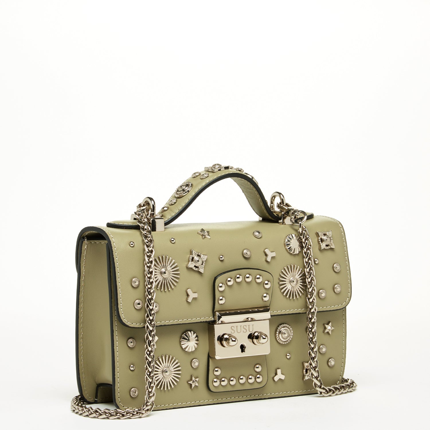 Small Leather Crossbody Bag | Sage Green Purse
