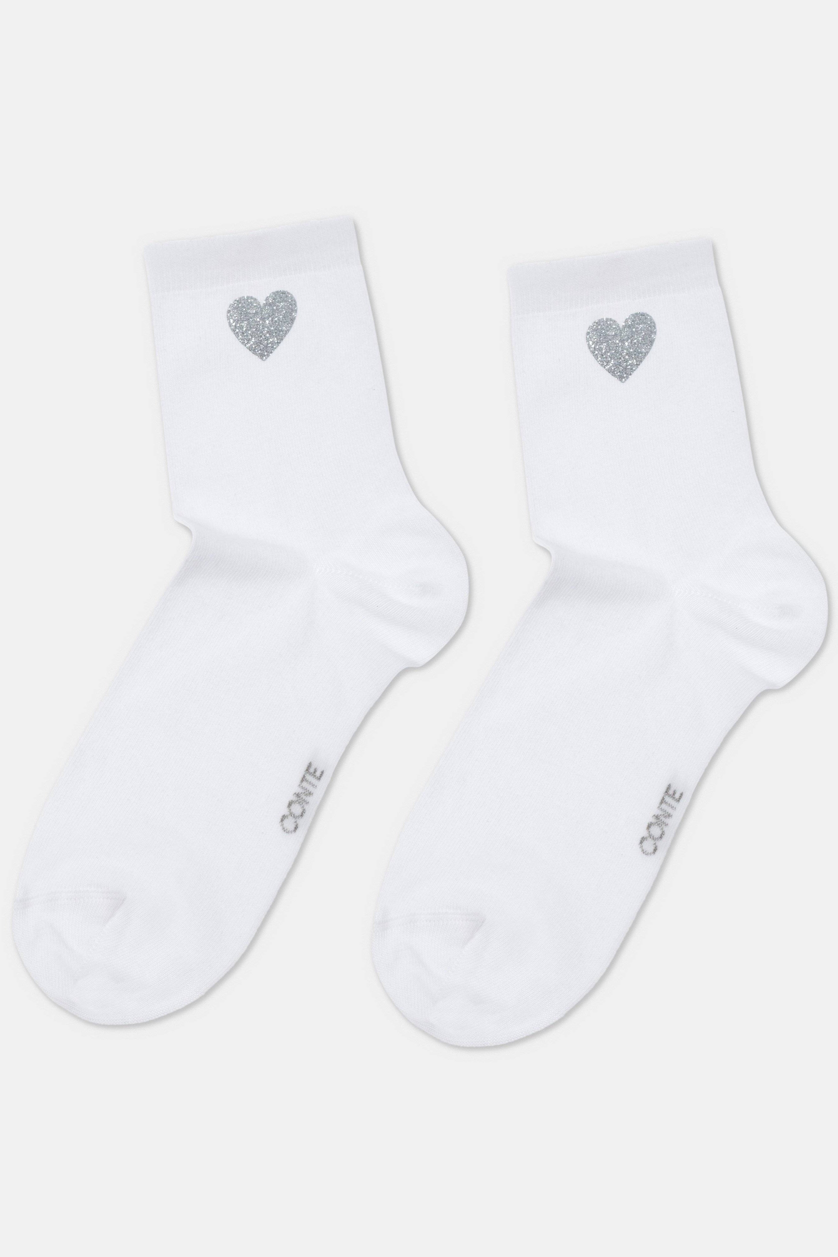 Cotton Socks Conte Classic 427 Shimmering Heart Pattern