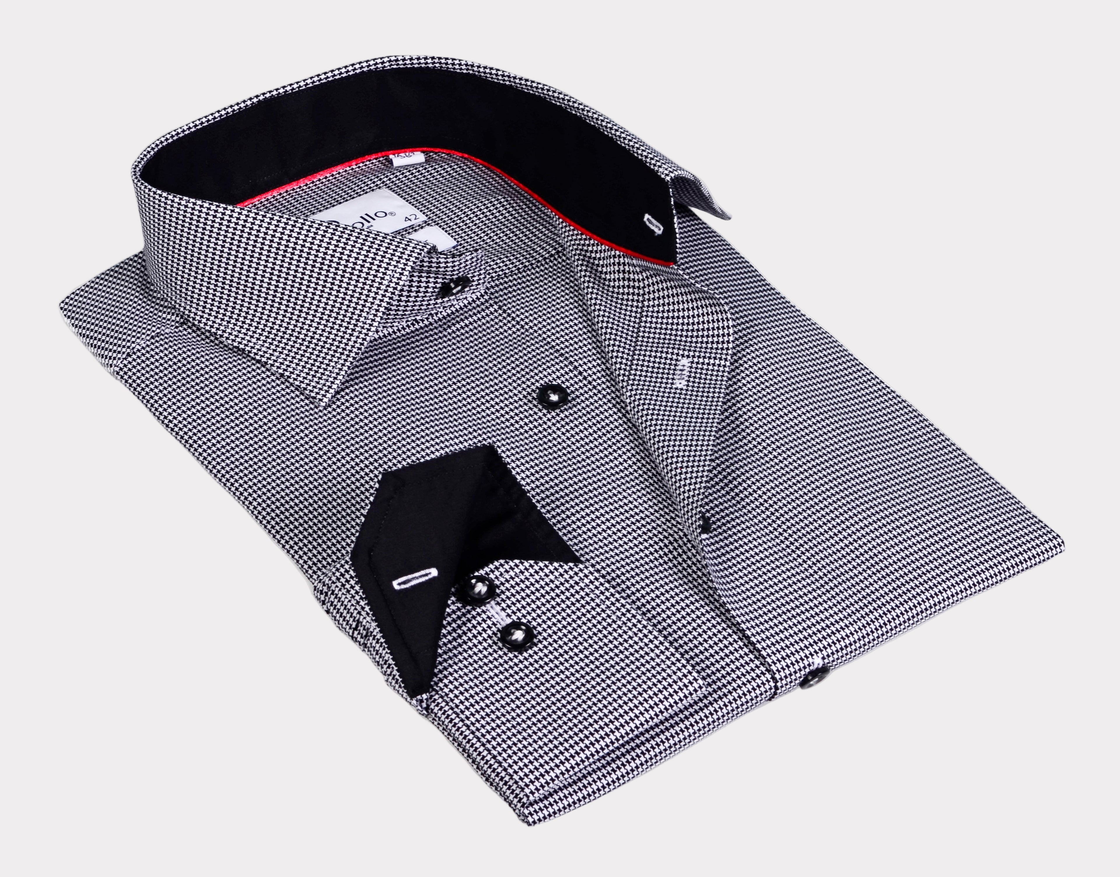 Long Sleeve Shirt with Contract Trimming & Dual Cuffs | Contemporary Fit