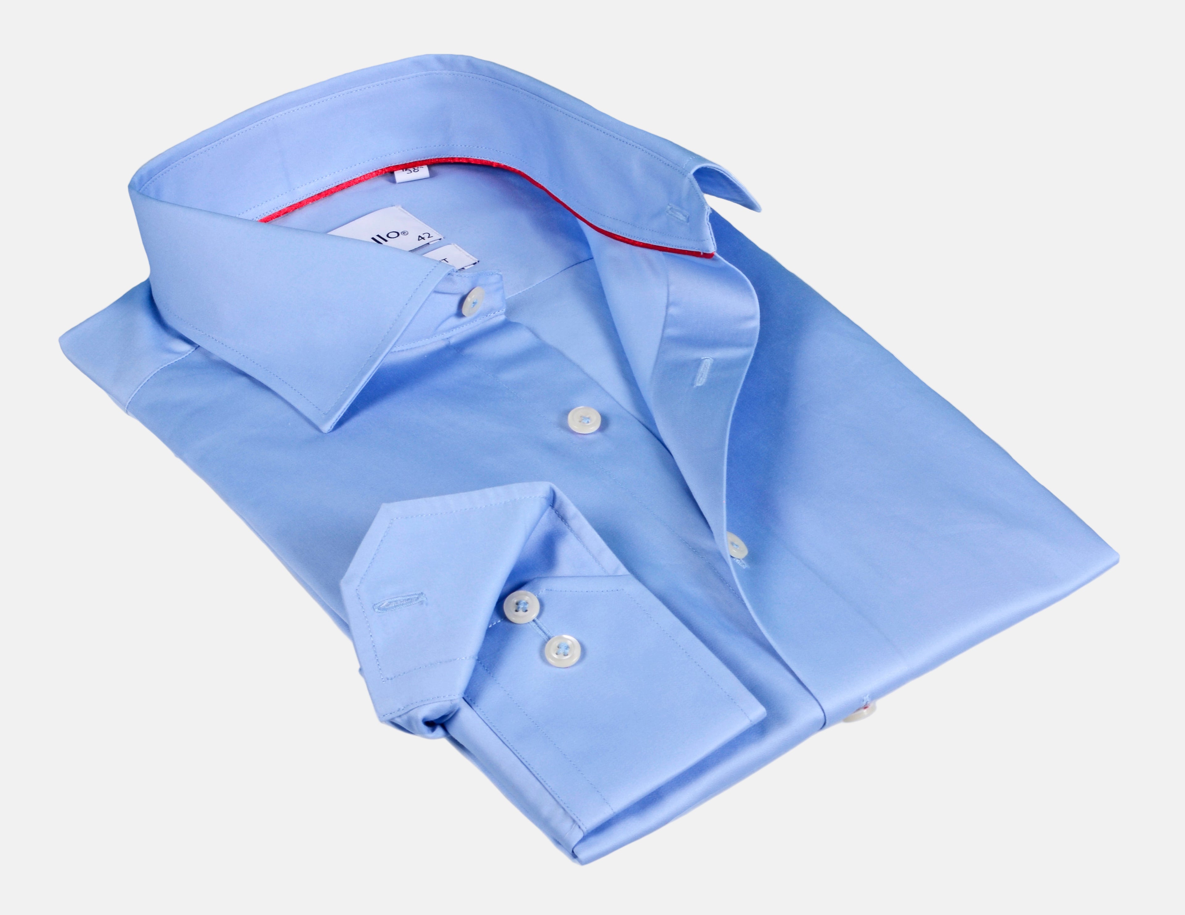 Light Blue Long Sleeve Shirt with Contract Trimming Dual Cuffs | Regular Fit