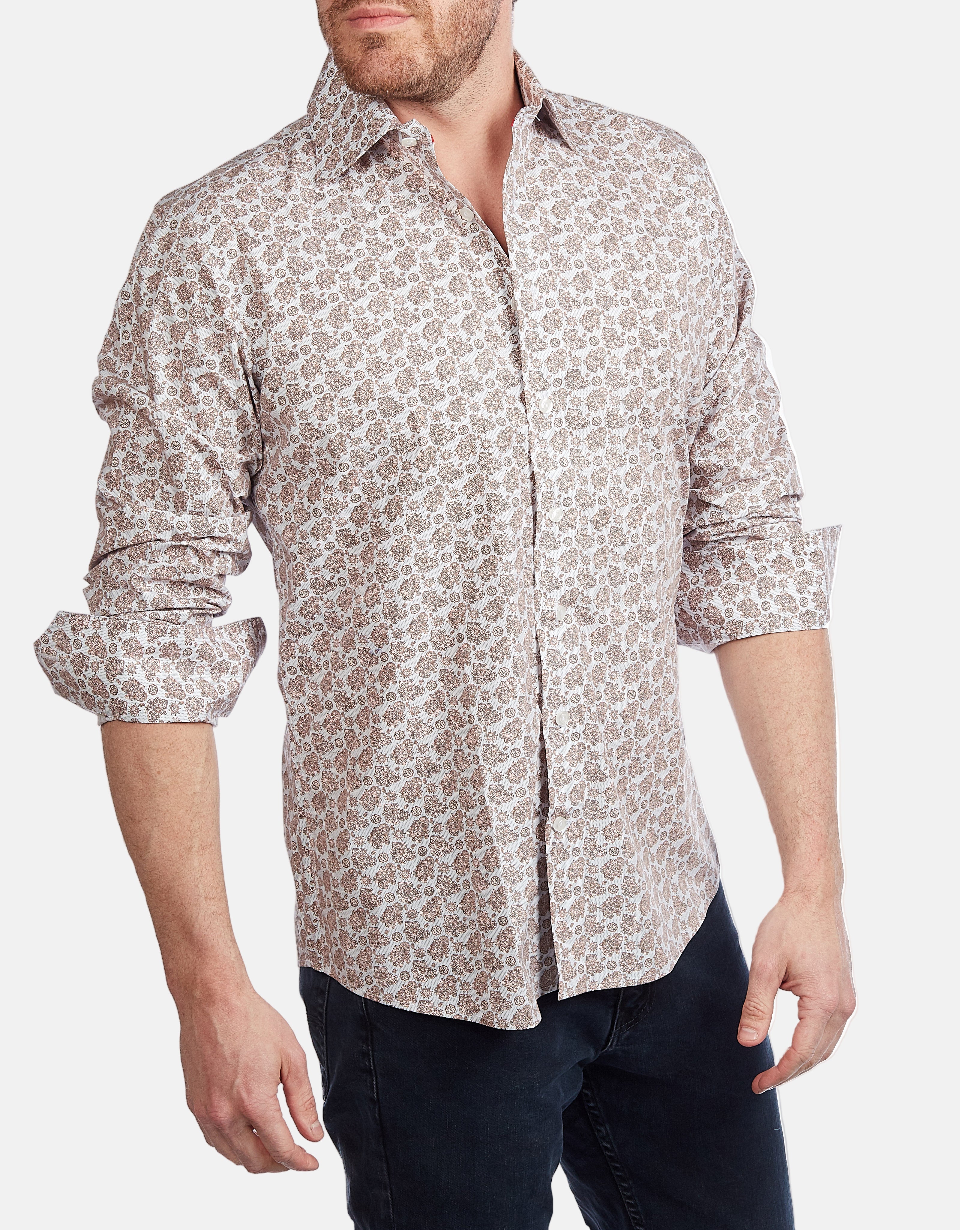 Light Brown Paisley Shirt | Contemporary Fit
