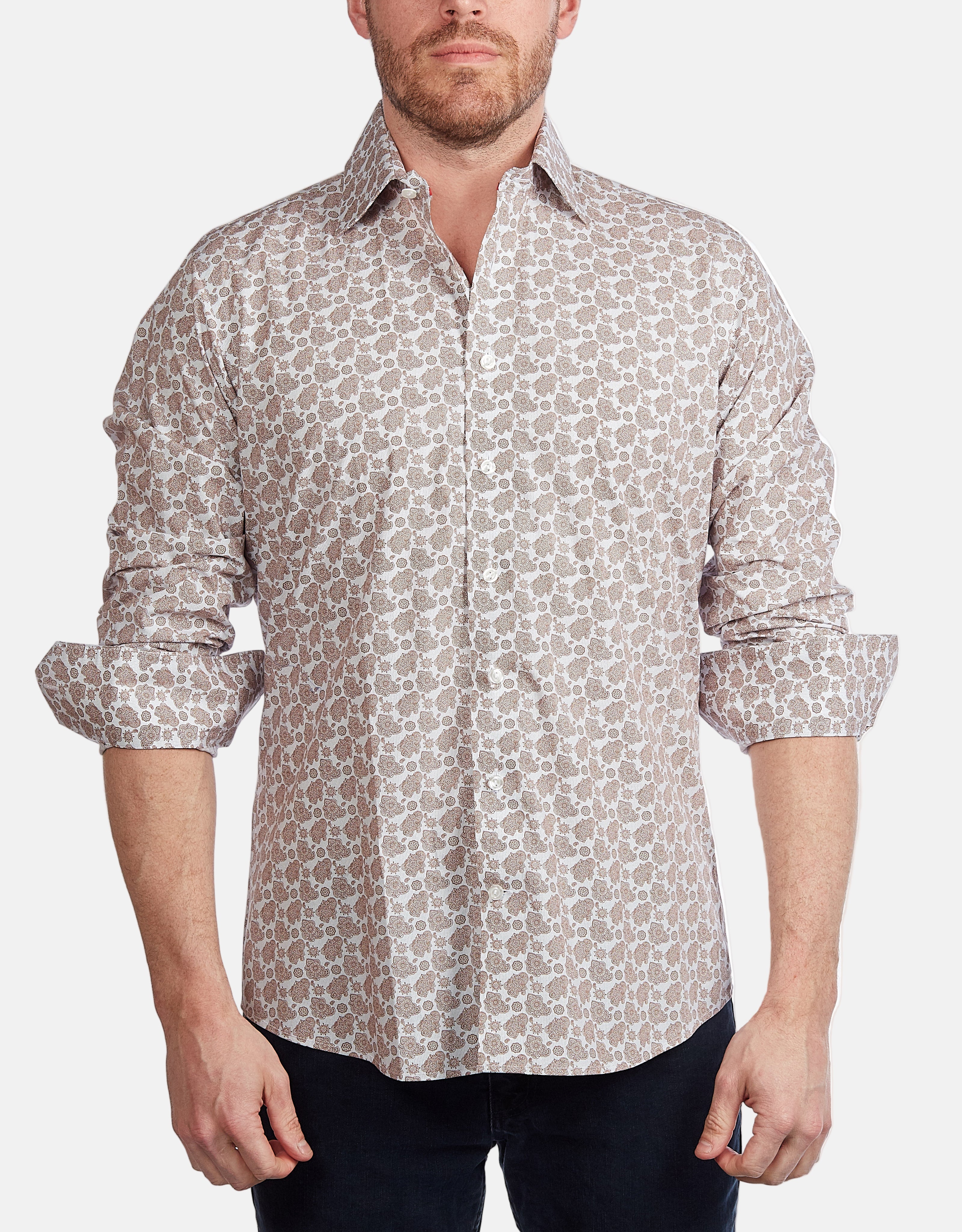 Light Brown Paisley Shirt | Contemporary Fit