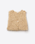 Luxurious Vest with Beige Long-Haired Texture