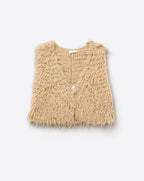 Luxurious Vest with Beige Long-Haired Texture