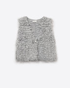 Luxurious Vest with Grey Long-Haired Texture