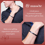 Sterling Silver 925 Engravable Bracelet Mens ID Bar with Rubber Band 7.25"