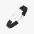 Sterling Silver 925 Engravable Bracelet Mens ID Bar with Rubber Band 7.25"