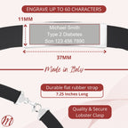 Sterling Silver 925 Engravable Bracelet Mens ID Bar with Rubber Band 7.25"