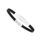 Sterling Silver 925 Engravable Bracelet Mens ID Bar with Rubber Band 7.25"