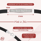 Sterling Silver 925 Engravable Bracelet Mens ID Bar with Rubber Band 7.25"