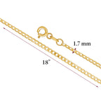 14K Solid Yellow Gold Curb Link Chain Necklace | 18”/20” - 2mm