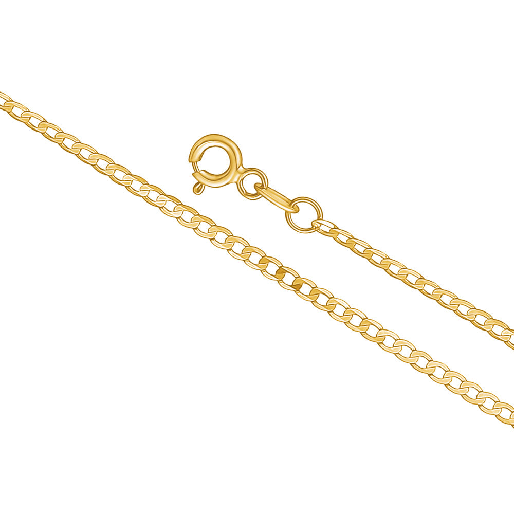 14K Solid Yellow Gold Curb Link Chain Necklace | 18”/20” - 2mm