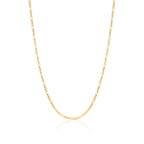 14K Solid Yellow Gold Figaro Link Chain 3+1 Necklace | 18”/20” - 2mm