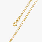 14K Solid Yellow Gold Figaro Link Chain 3+1 Necklace | 18”/20” - 2mm