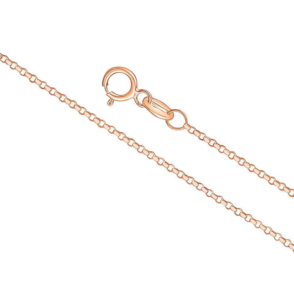 14K Solid Yellow White or Rose Gold Rolo Link Chain Necklace Diamond Cut | 16” - 1mm