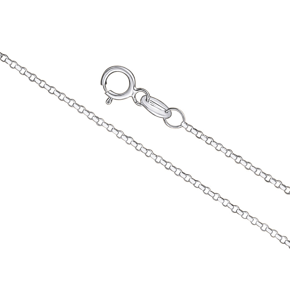 14K Solid Yellow White or Rose Gold Rolo Link Chain Necklace Diamond Cut | 16” - 1mm