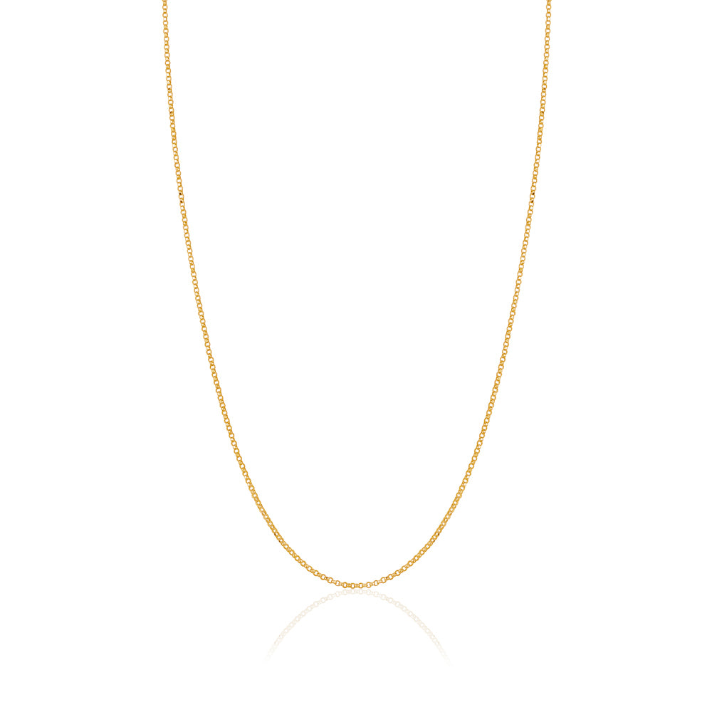 14K Solid Yellow White or Rose Gold Rolo Link Chain Necklace Diamond Cut | 16” - 1mm
