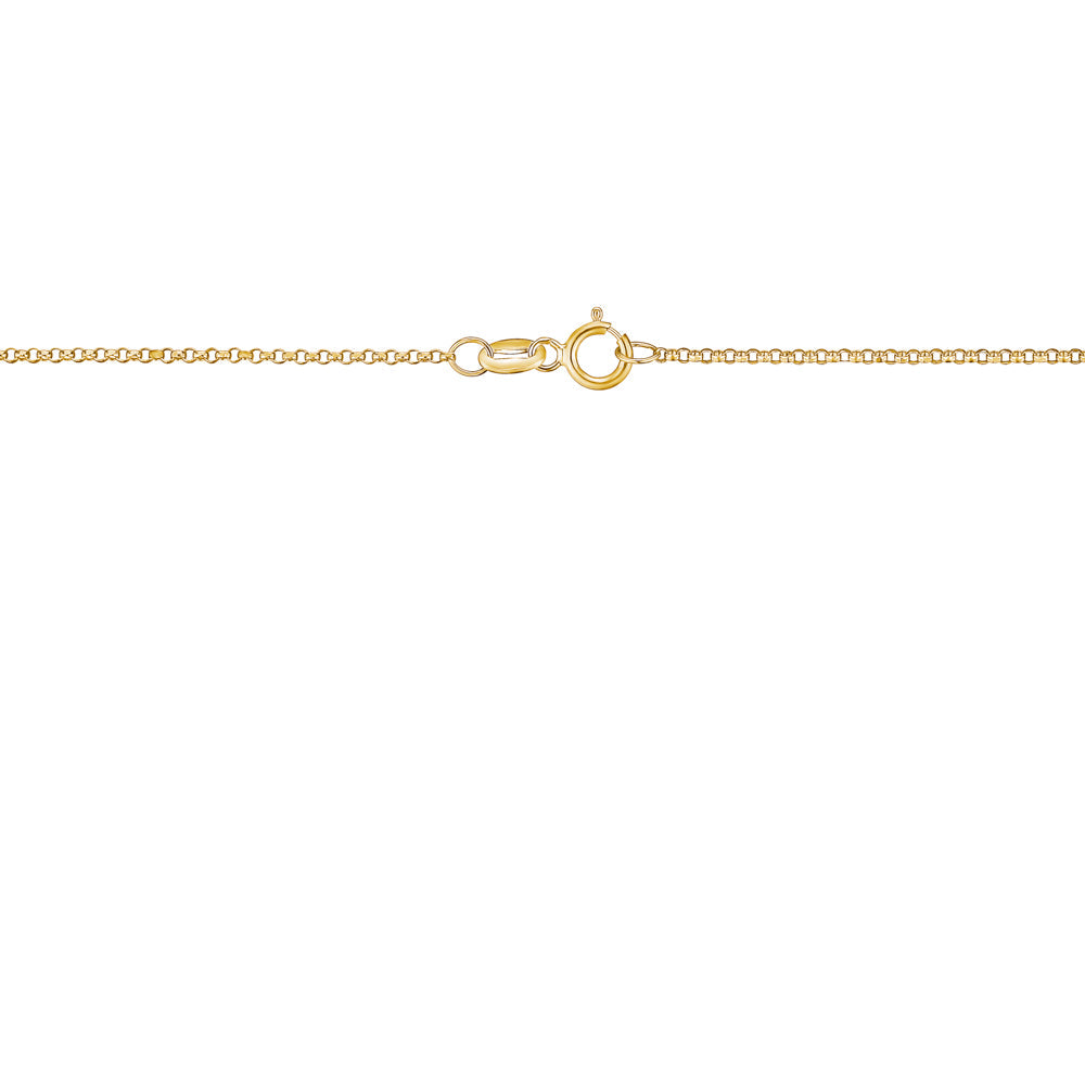 14K Solid Yellow White or Rose Gold Rolo Link Chain Necklace Diamond Cut | 16” - 1mm