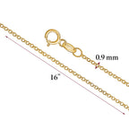 14K Solid Yellow White or Rose Gold Rolo Link Chain Necklace Diamond Cut | 16” - 1mm