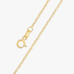 14K Solid Yellow White or Rose Gold Rolo Link Chain Necklace Diamond Cut | 16” - 1mm