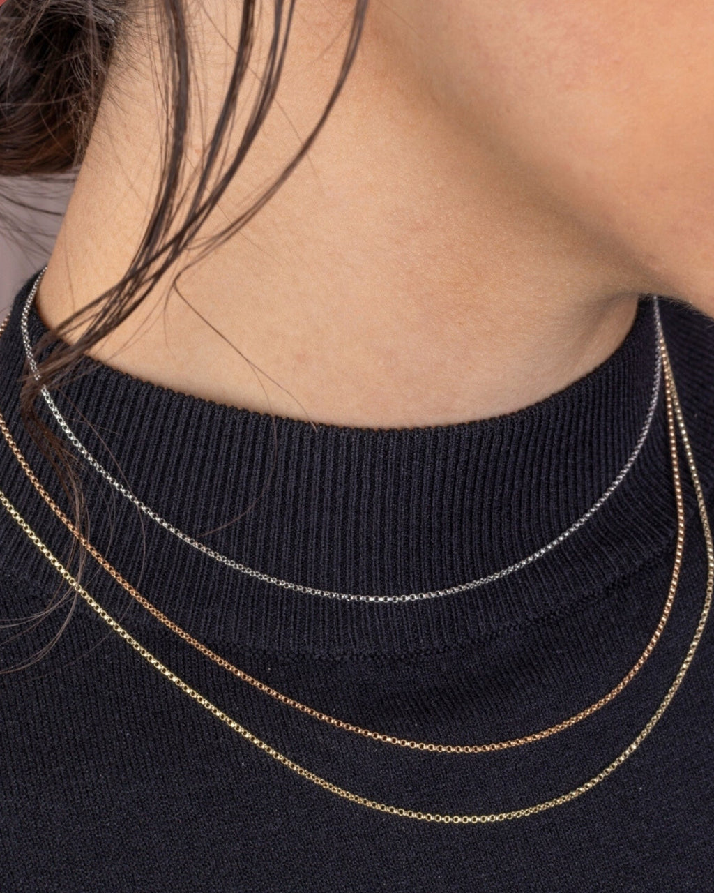 14K Solid Yellow White or Rose Gold Rolo Link Chain Necklace Diamond Cut | 16” - 1mm