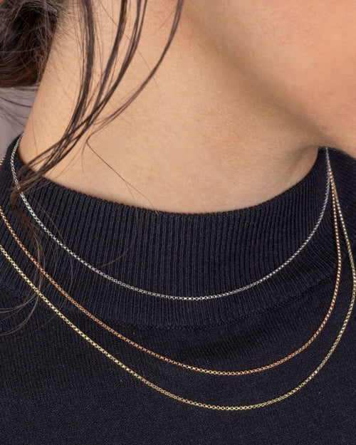 14K Solid Yellow White or Rose Gold Rolo Link Chain Necklace Diamond Cut | 16” - 1mm