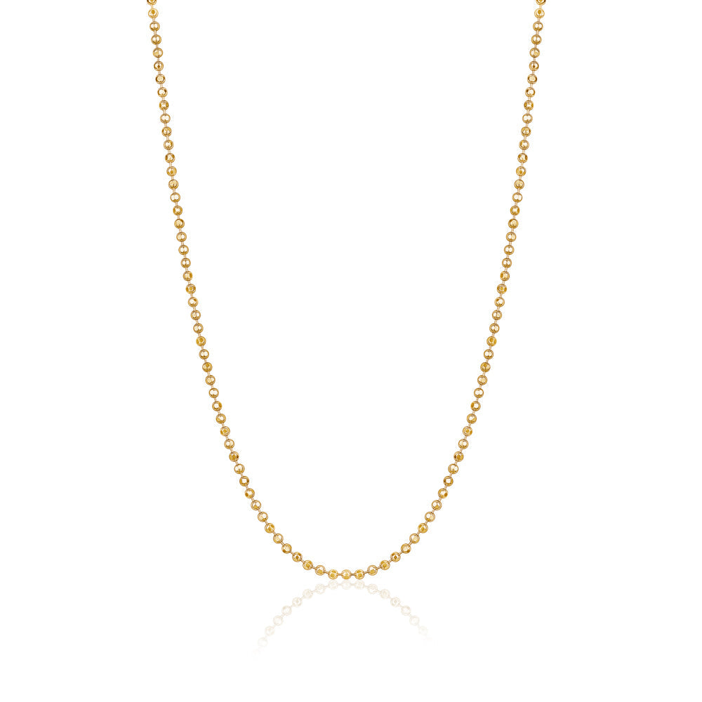 14K Solid Yellow Gold Beaded Chain Necklace Hexagon | 16”/20” - 2mm