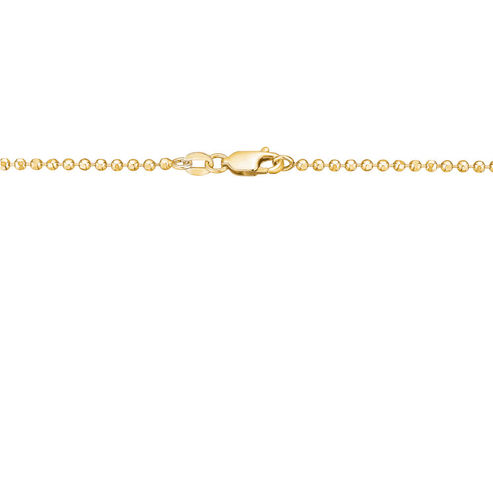 14K Solid Yellow Gold Beaded Chain Necklace Hexagon | 16”/20” - 2mm