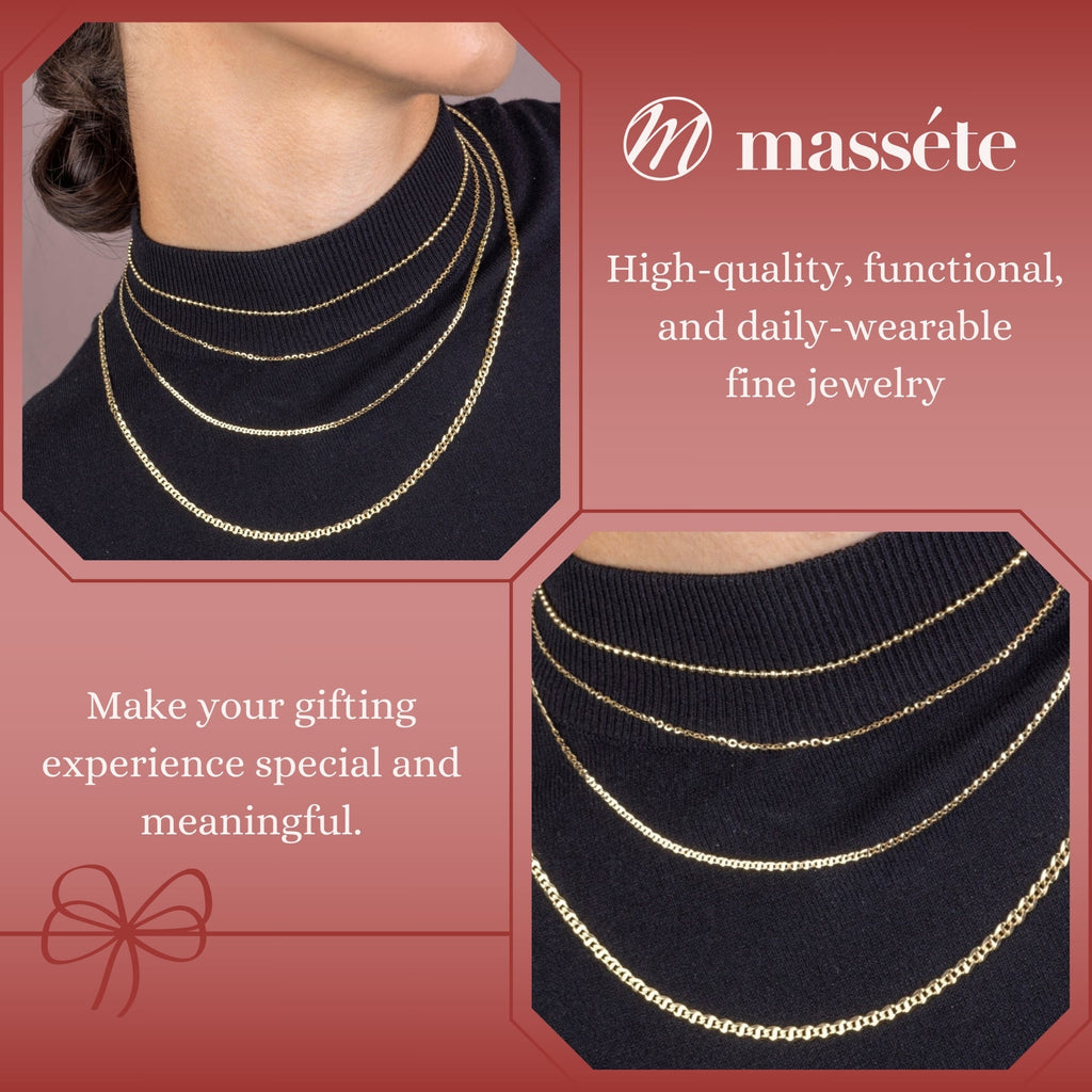 14K Solid Yellow Gold Flat Mariner Chain Necklace | 18” - 2mm