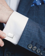 Sterling Silver Cufflinks for Men Personalized with Engraved Initials or Name Rectangle Shape Gift for Men - Made in Italy